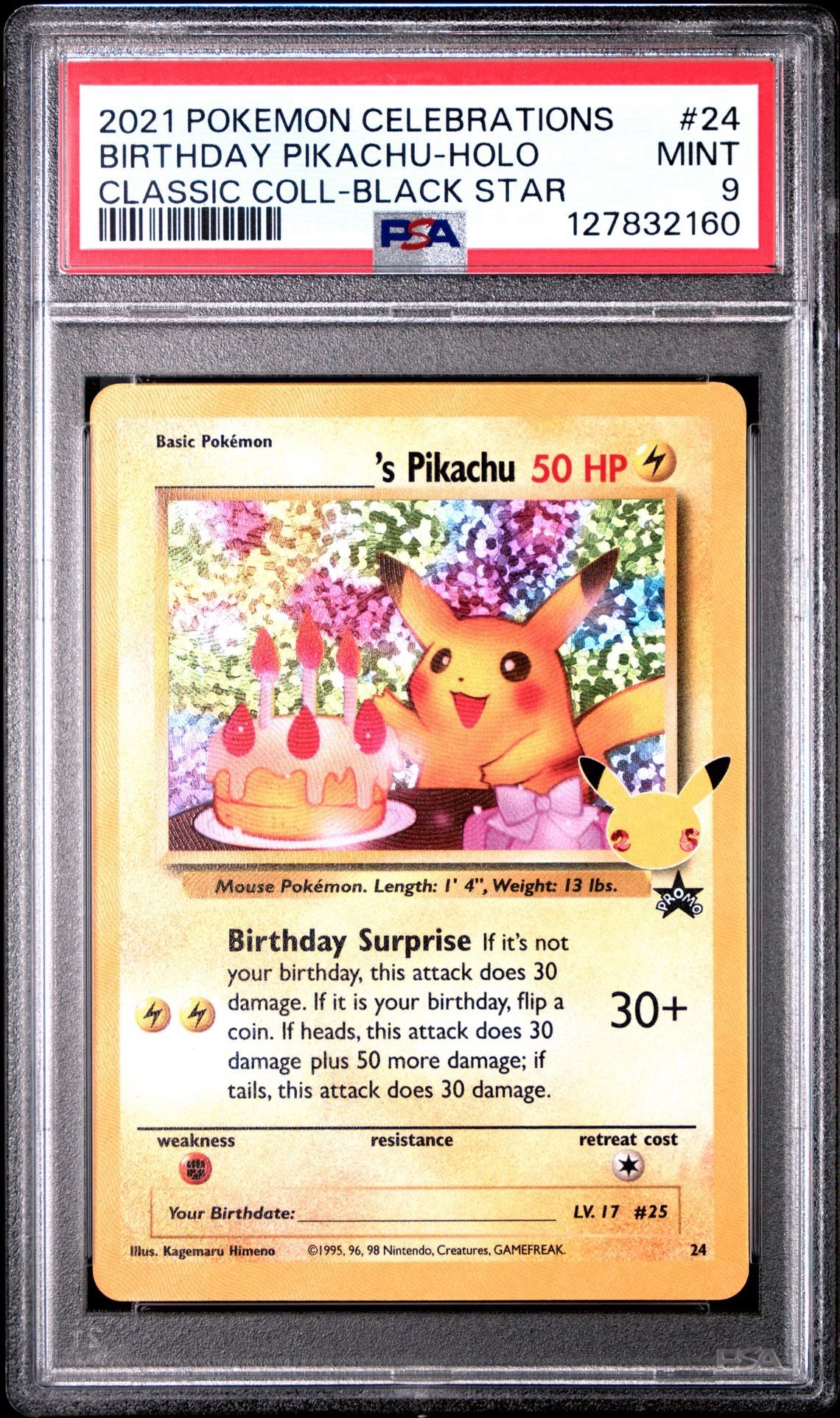 Celebrations Birthday Pikachu | 2021 Pokémon Celebrations Classic Collection - PSA 9