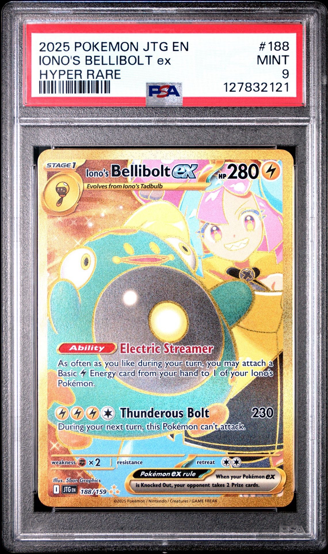 Iono’s Bellibolt ex 188 | 2025 POKEMON JTG EN-JOURNEY TOGETHER - PSA 9