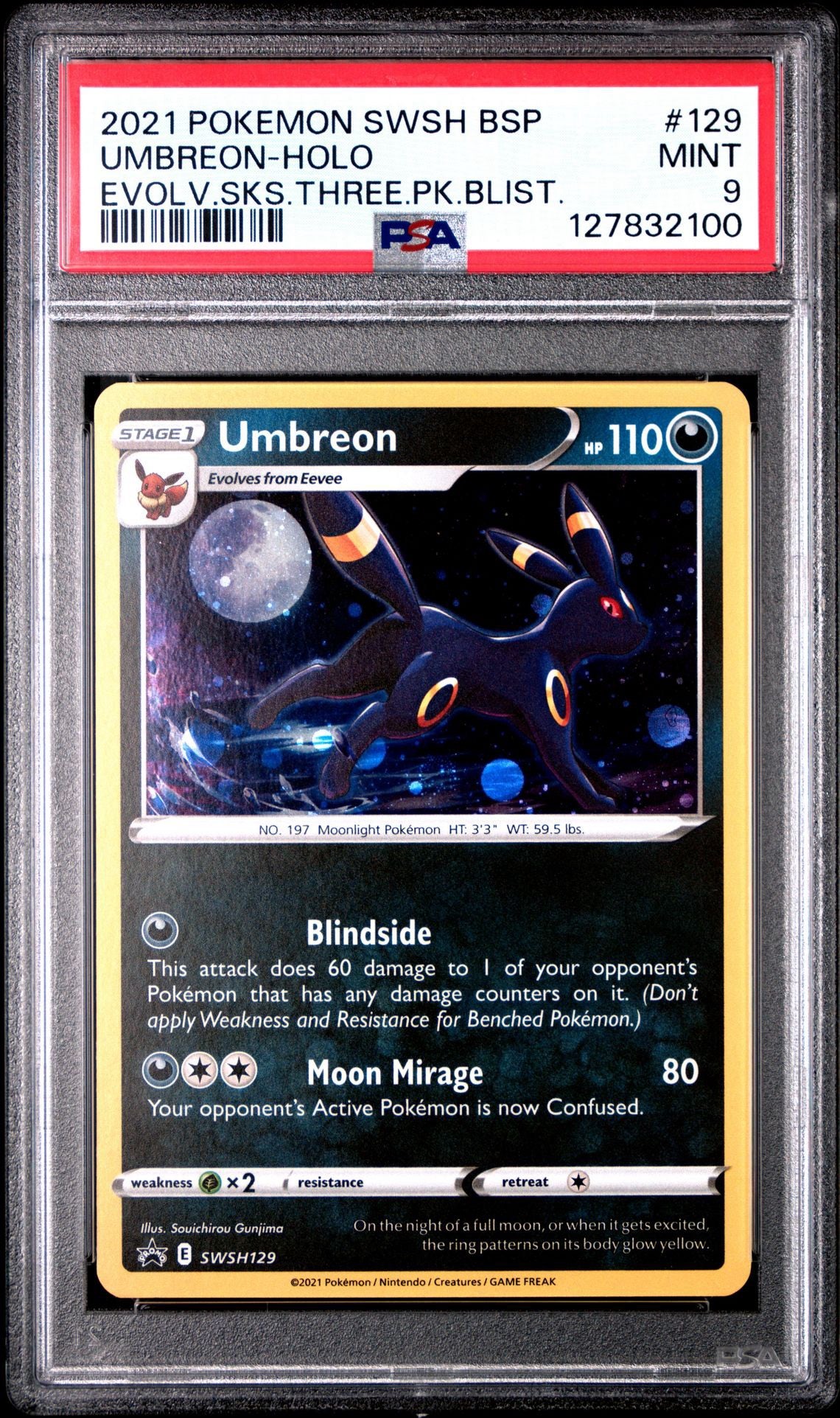 Umbreon Holo | 2021 POKEMON SWSH BLACK STAR PROMO | EVOLVING SKIES THREE PACK BLISTERS - PSA 9
