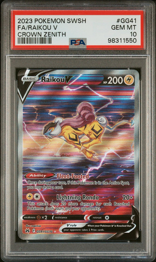 RAIKOU V GG41 | 2023 POKEMON SWORD AND SHIELD CROWN ZENITH - PSA 10